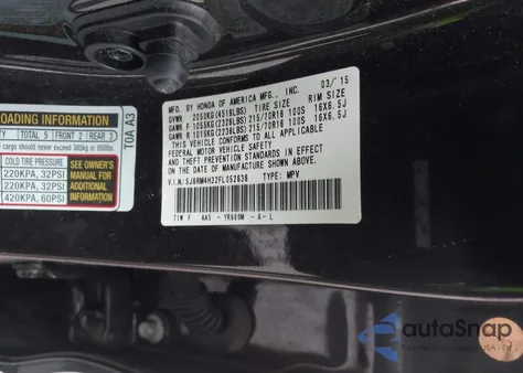 2015 Honda Cr-V Lx из США, поврежденный, VIN 5J6RM4H32FL052636